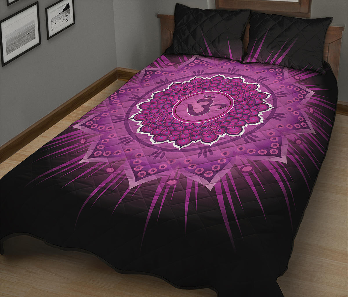 Sahasrara Chakra Mandala Print Quilt Bed Set