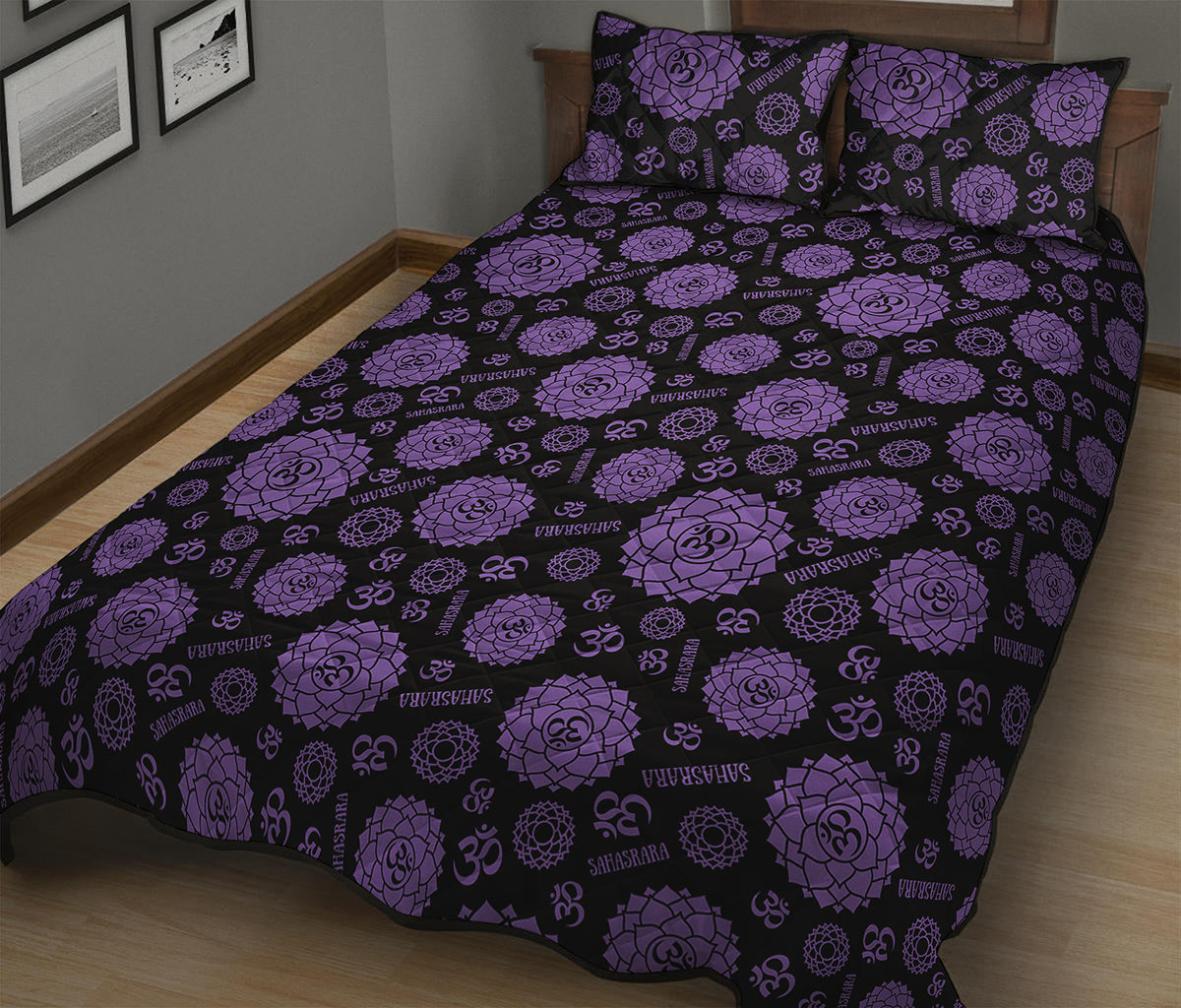 Sahasrara Chakra Pattern Print Quilt Bed Set