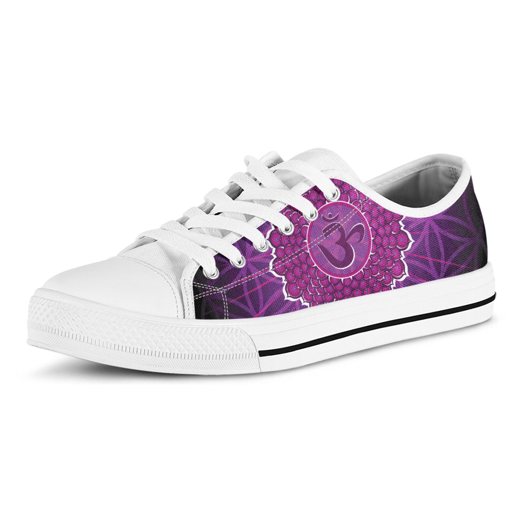 Sahasrara Chakra Spiritual Print White Low Top Shoes