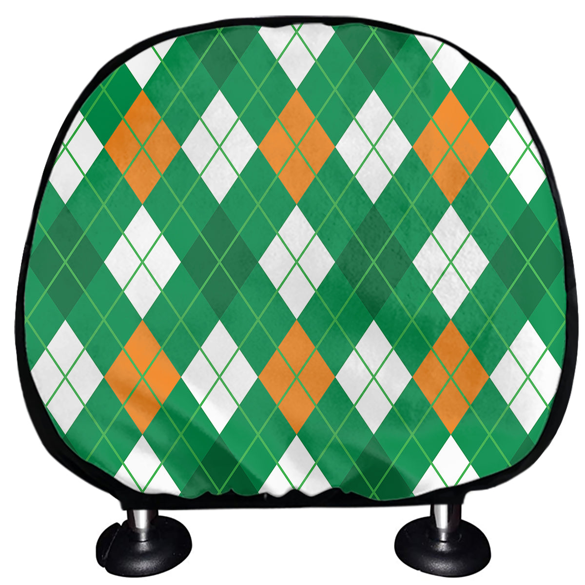 Saint Patrick's Day Argyle Pattern Print Car Headrest Covers