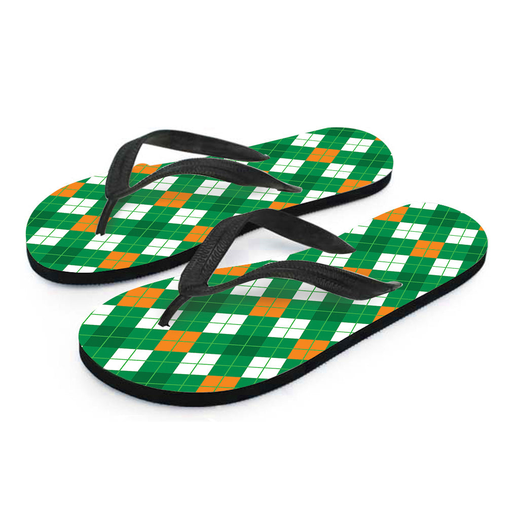 Saint Patrick's Day Argyle Pattern Print Flip Flops