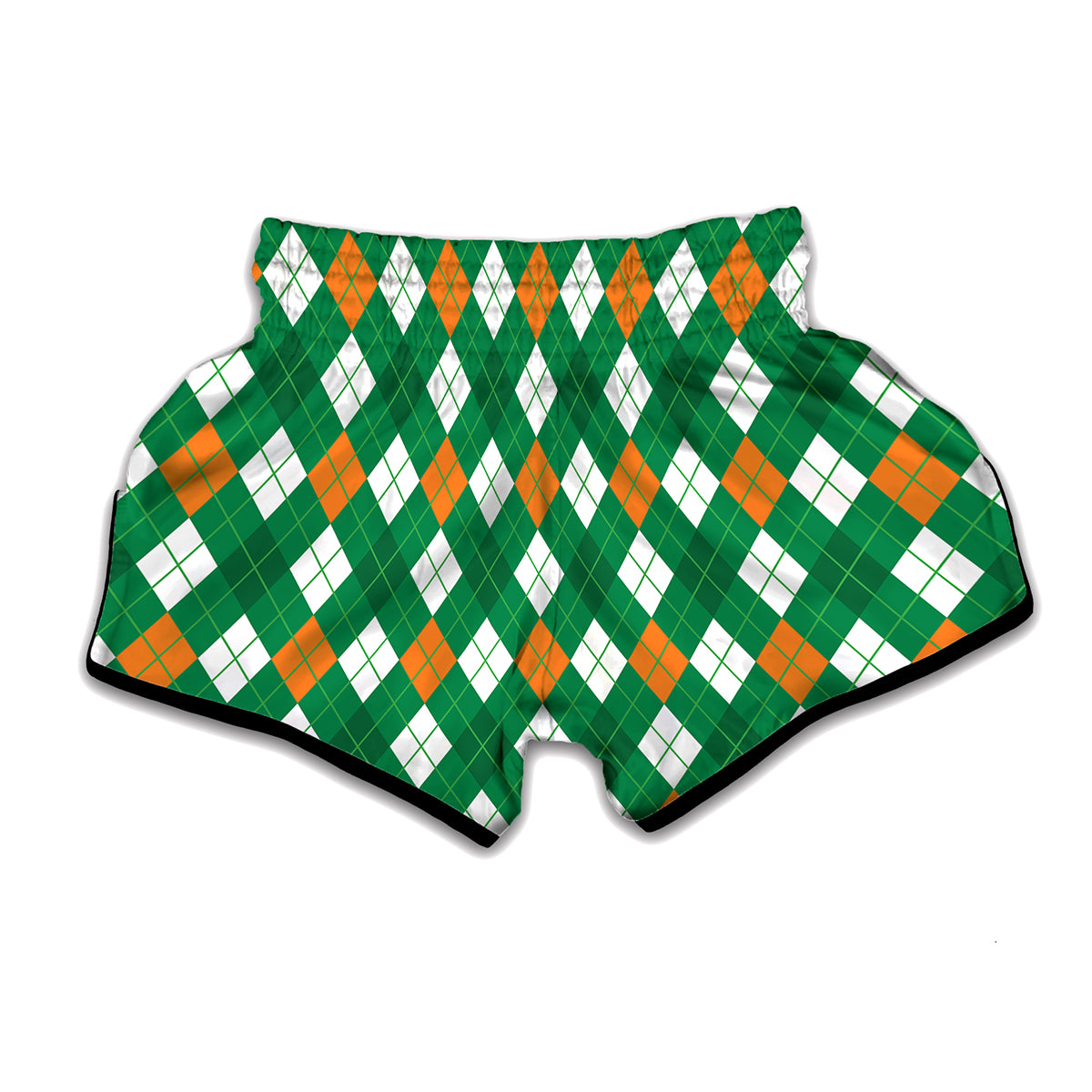 Saint Patrick's Day Argyle Pattern Print Muay Thai Boxing Shorts