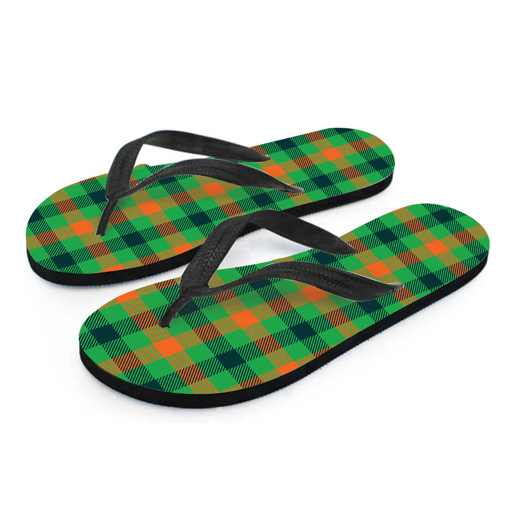 Saint Patrick's Day Buffalo Plaid Print Flip Flops