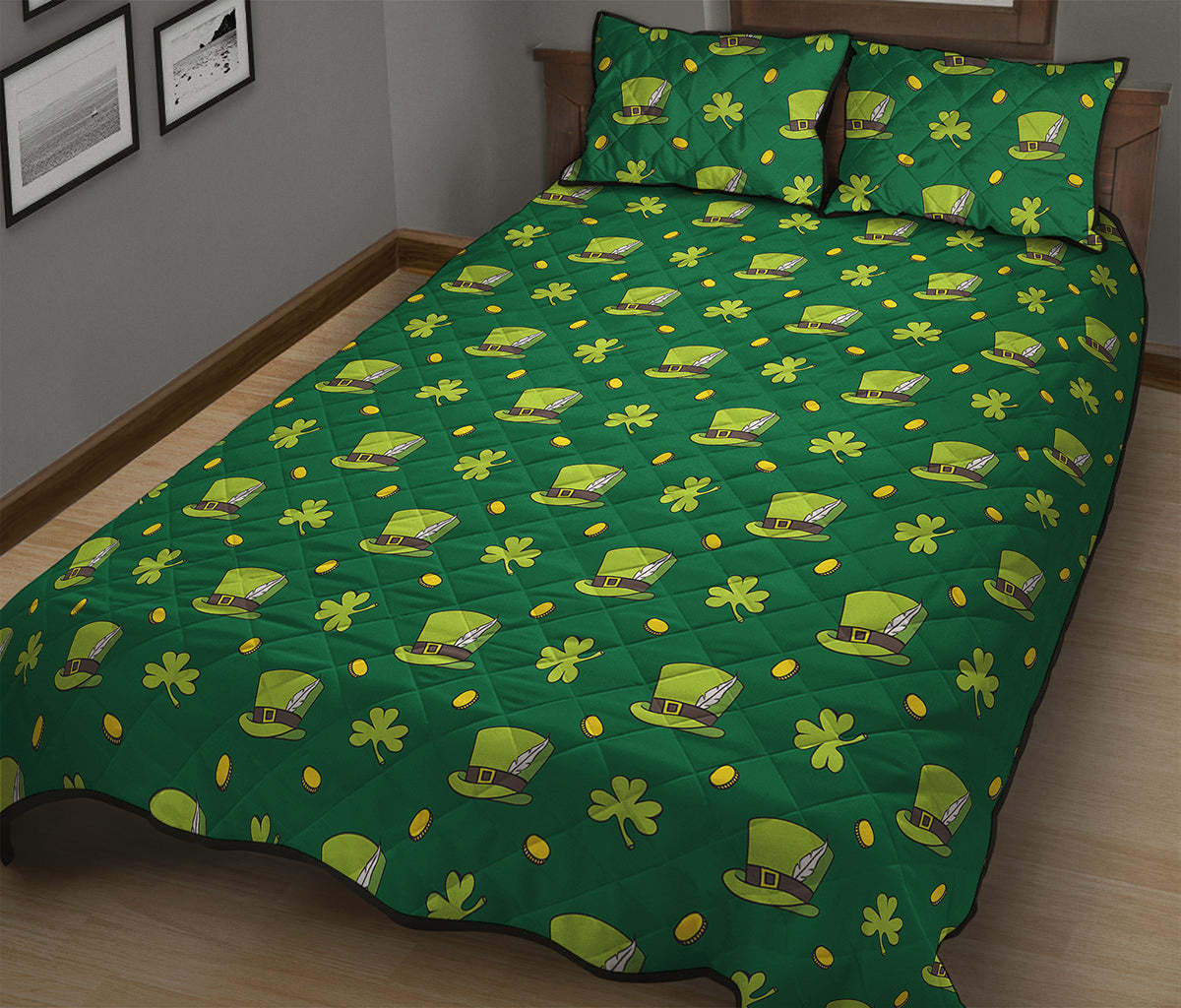 Saint Patrick's Day Celebration Print Quilt Bed Set