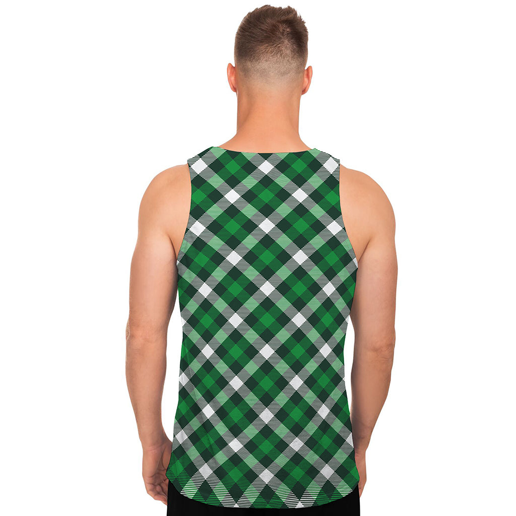 Saint Patrick's Day Plaid Pattern Print Men's Tank Top