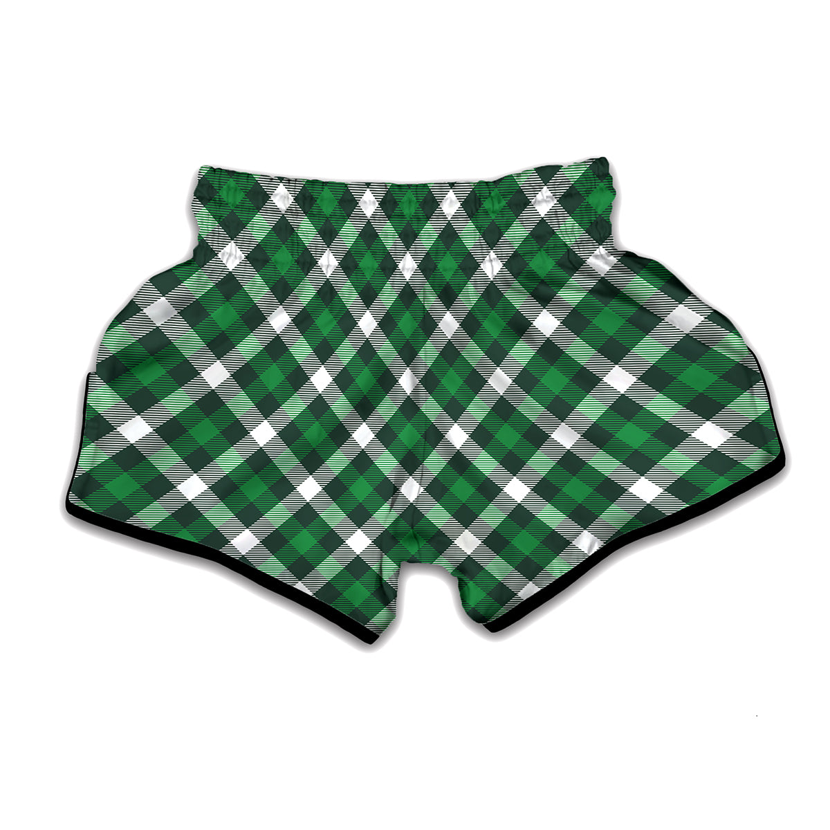 Saint Patrick's Day Plaid Pattern Print Muay Thai Boxing Shorts