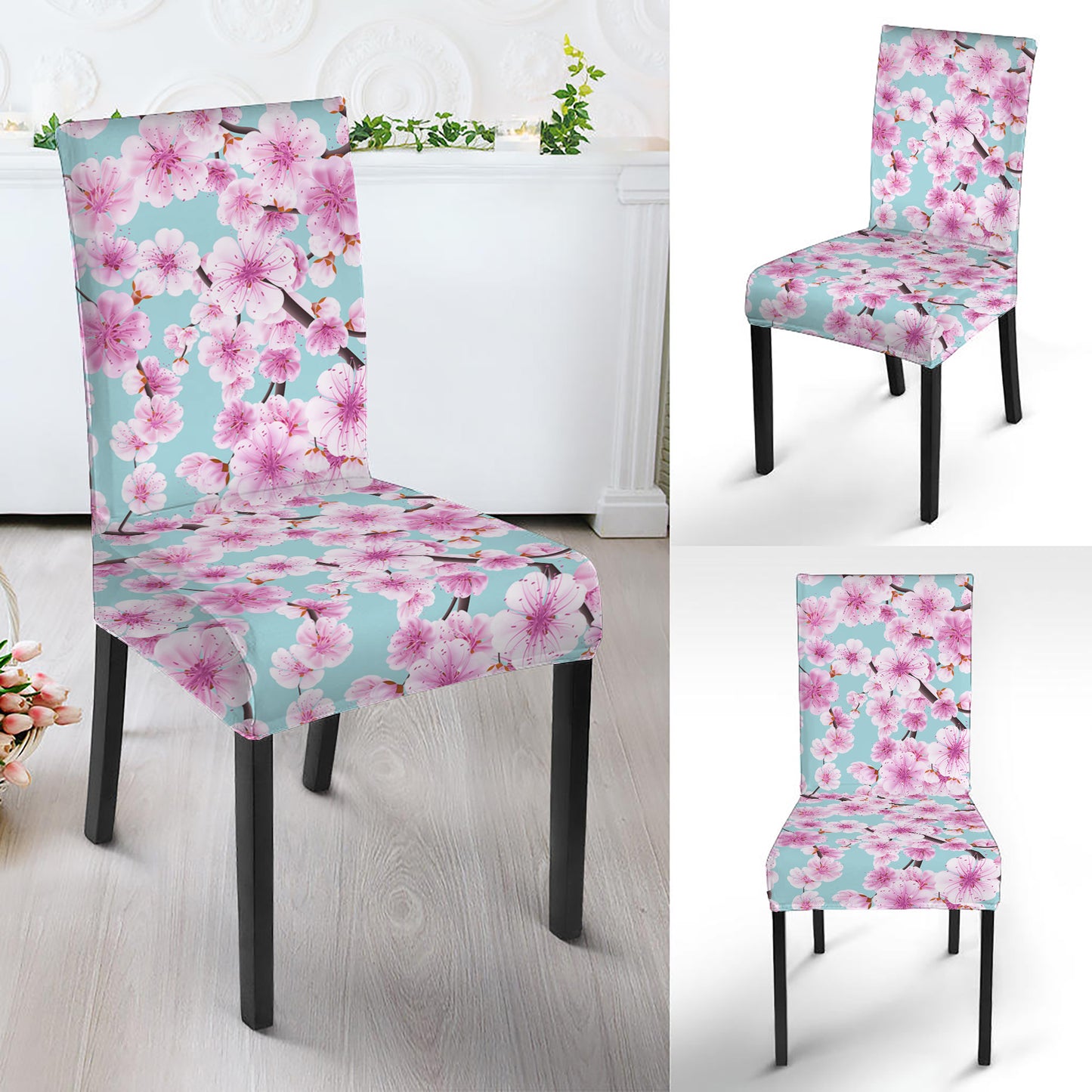 Sakura Cherry Blossom Pattern Print Dining Chair Slipcover