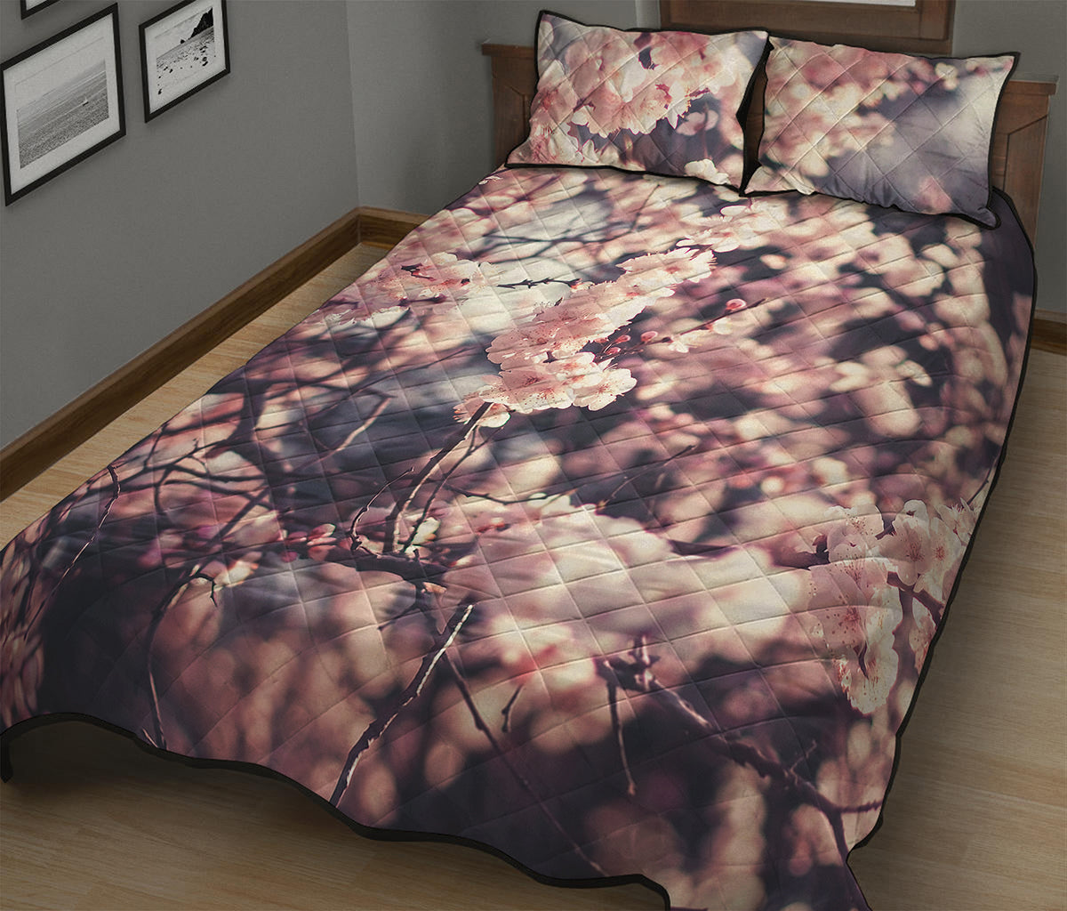 Sakura Cherry Blossom Print Quilt Bed Set