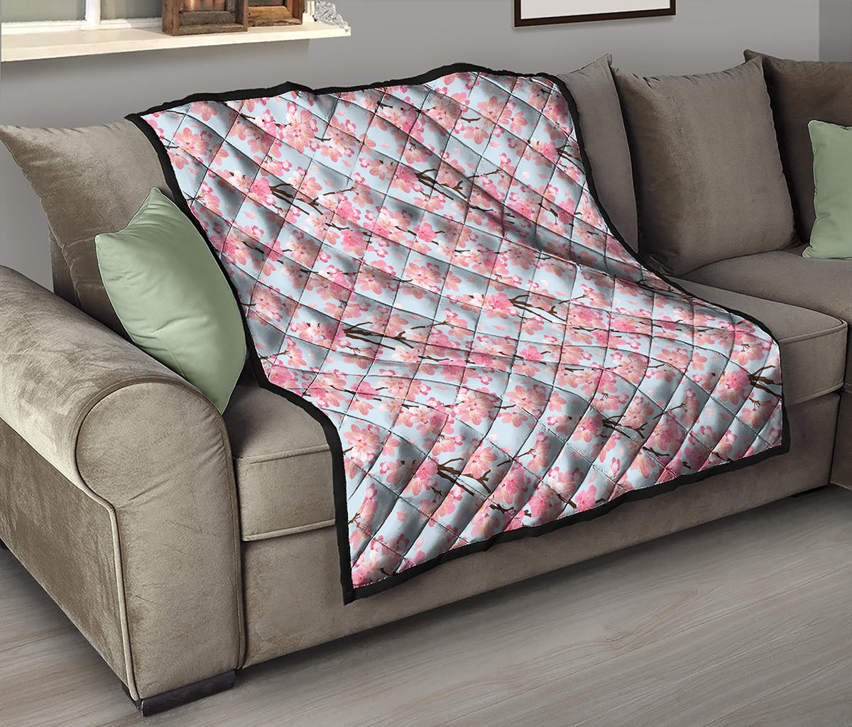 Sakura Flower Cherry Blossom Print Quilt