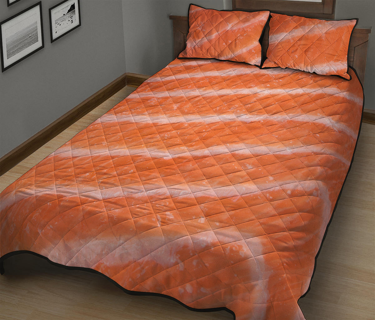 Salmon Fillet Print Quilt Bed Set