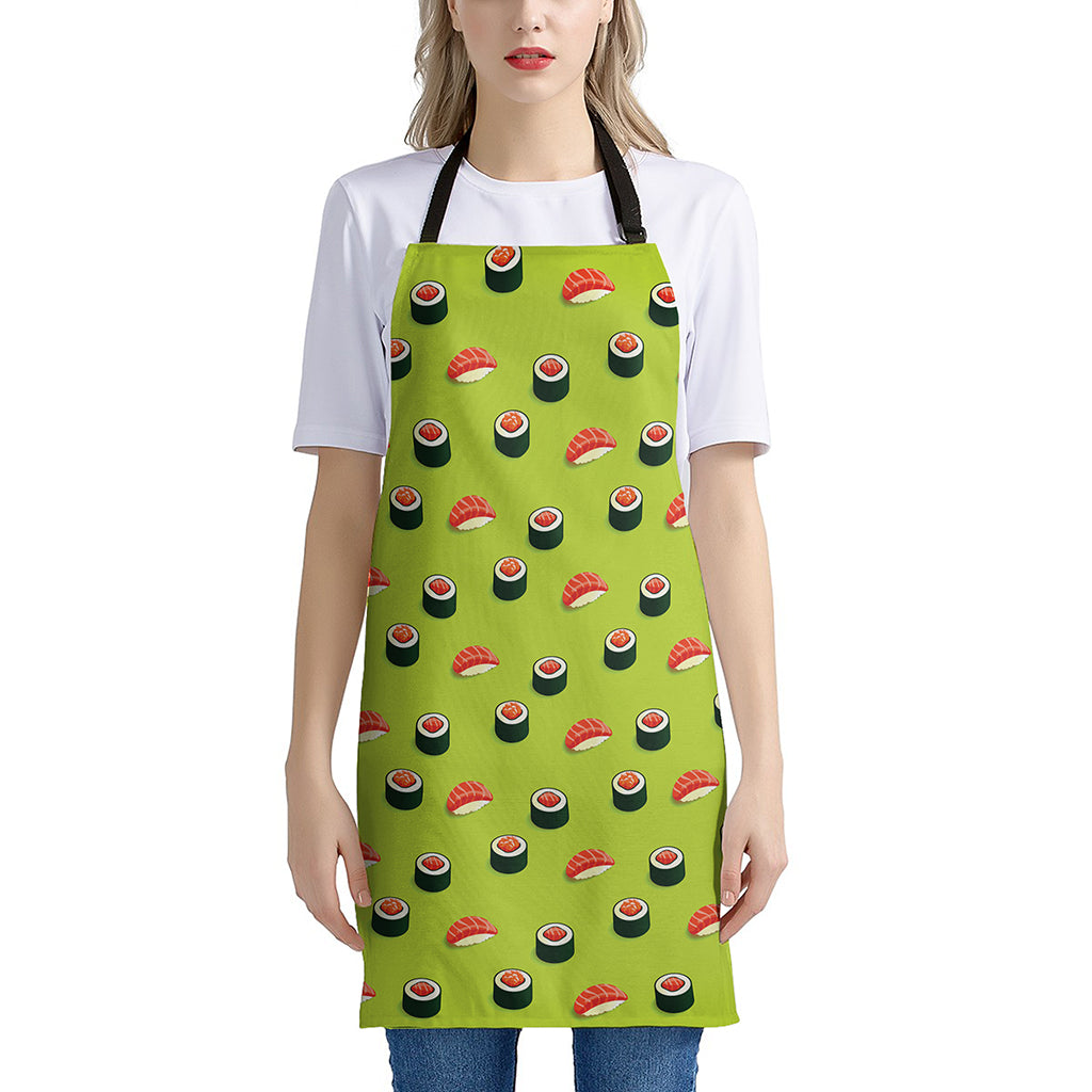 Salmon Sushi And Rolls Pattern Print Apron