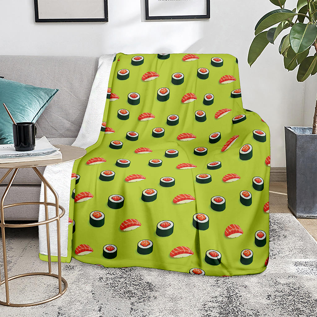 Salmon Sushi And Rolls Pattern Print Blanket