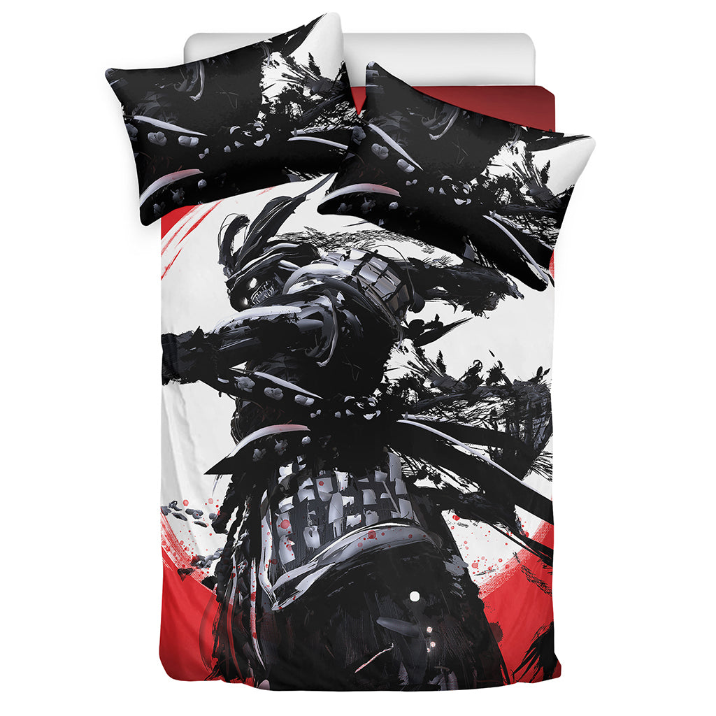 Samurai And Crow Print Duvet Cover Bedding Set