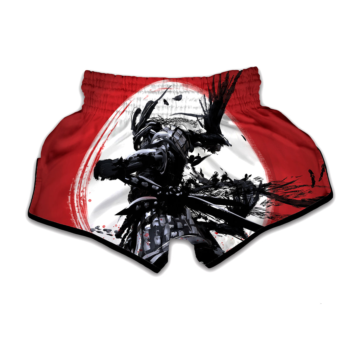 Samurai And Crow Print Muay Thai Boxing Shorts
