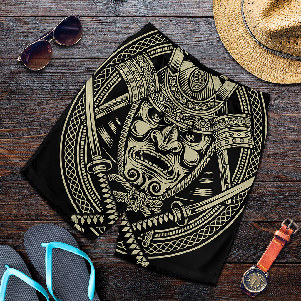 Samurai Warrior Mask Print Men's Shorts