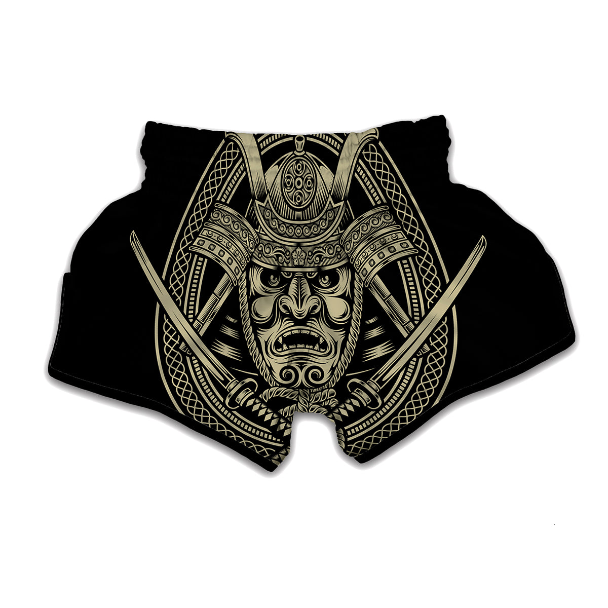 Samurai Warrior Mask Print Muay Thai Boxing Shorts