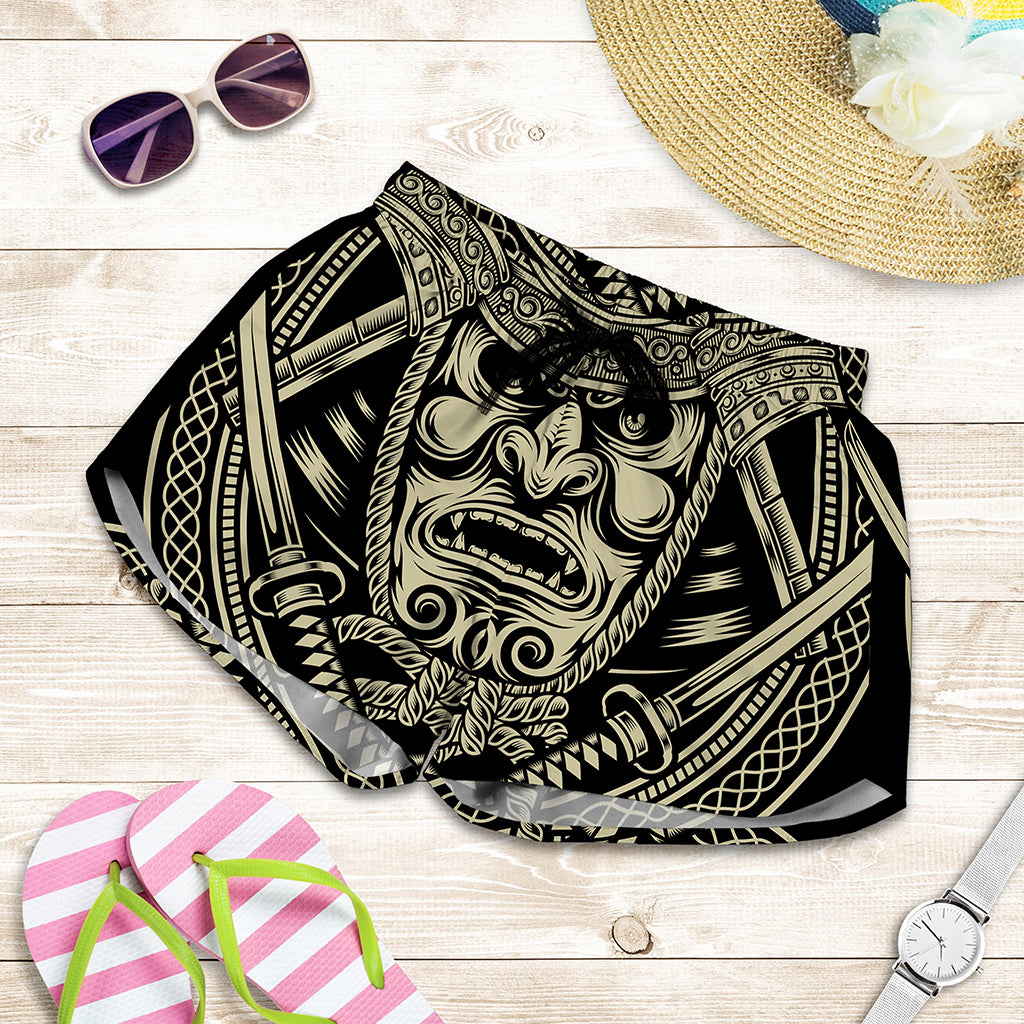Samurai Warrior Mask Print Women's Shorts