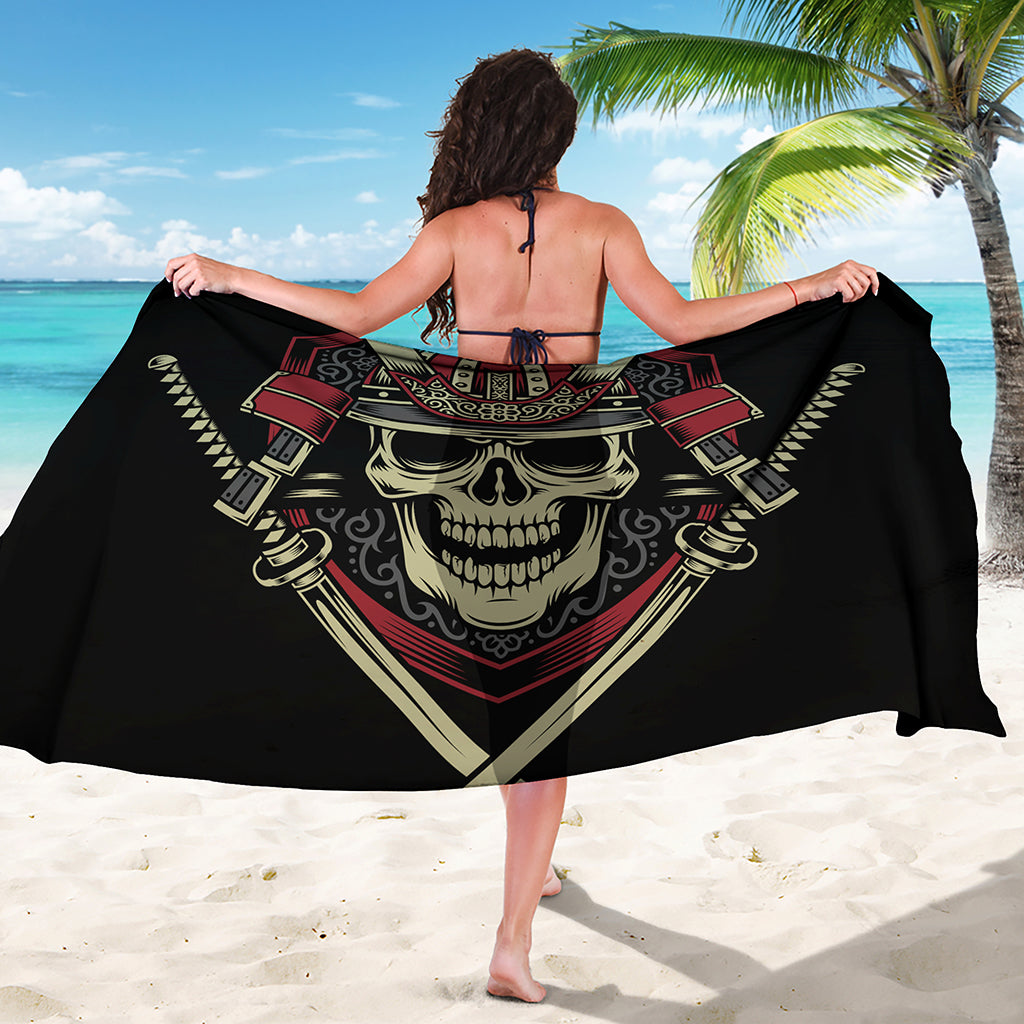 Samurai Warrior Skull Print Beach Sarong Wrap