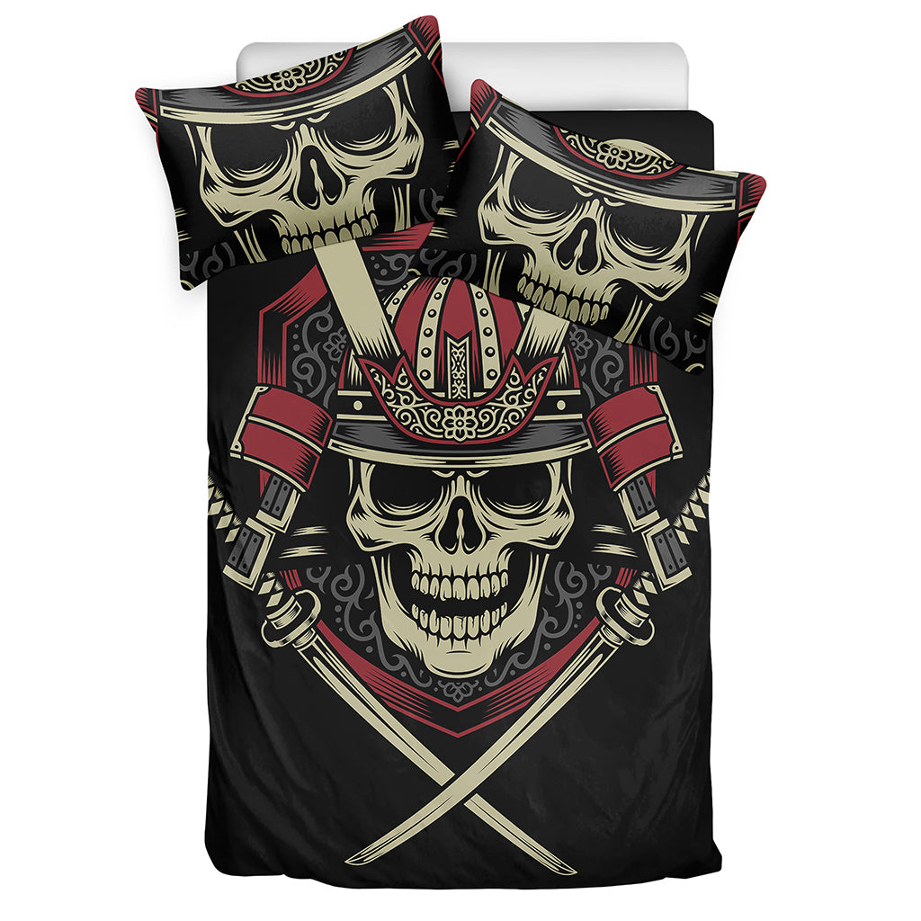 Samurai Warrior Skull Print Duvet Cover Bedding Set