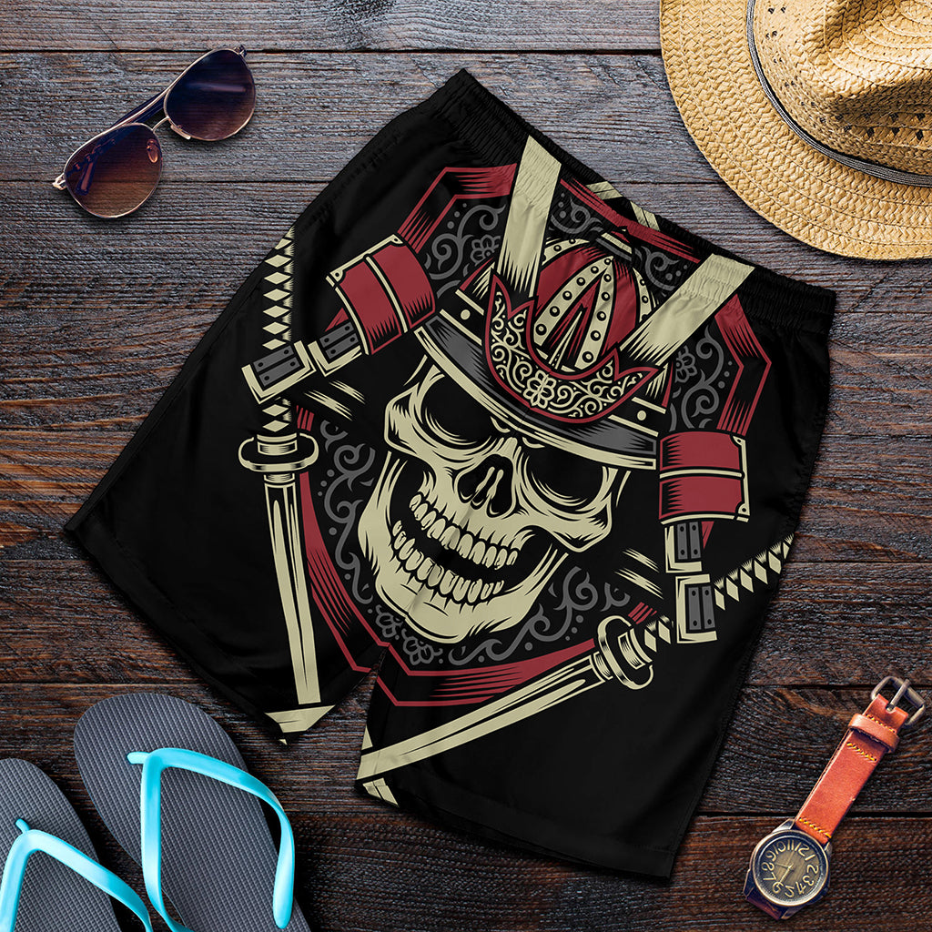 Samurai Warrior Skull Print Men's Shorts