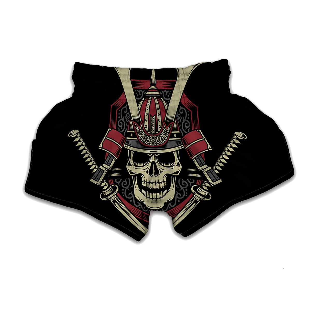 Samurai Warrior Skull Print Muay Thai Boxing Shorts