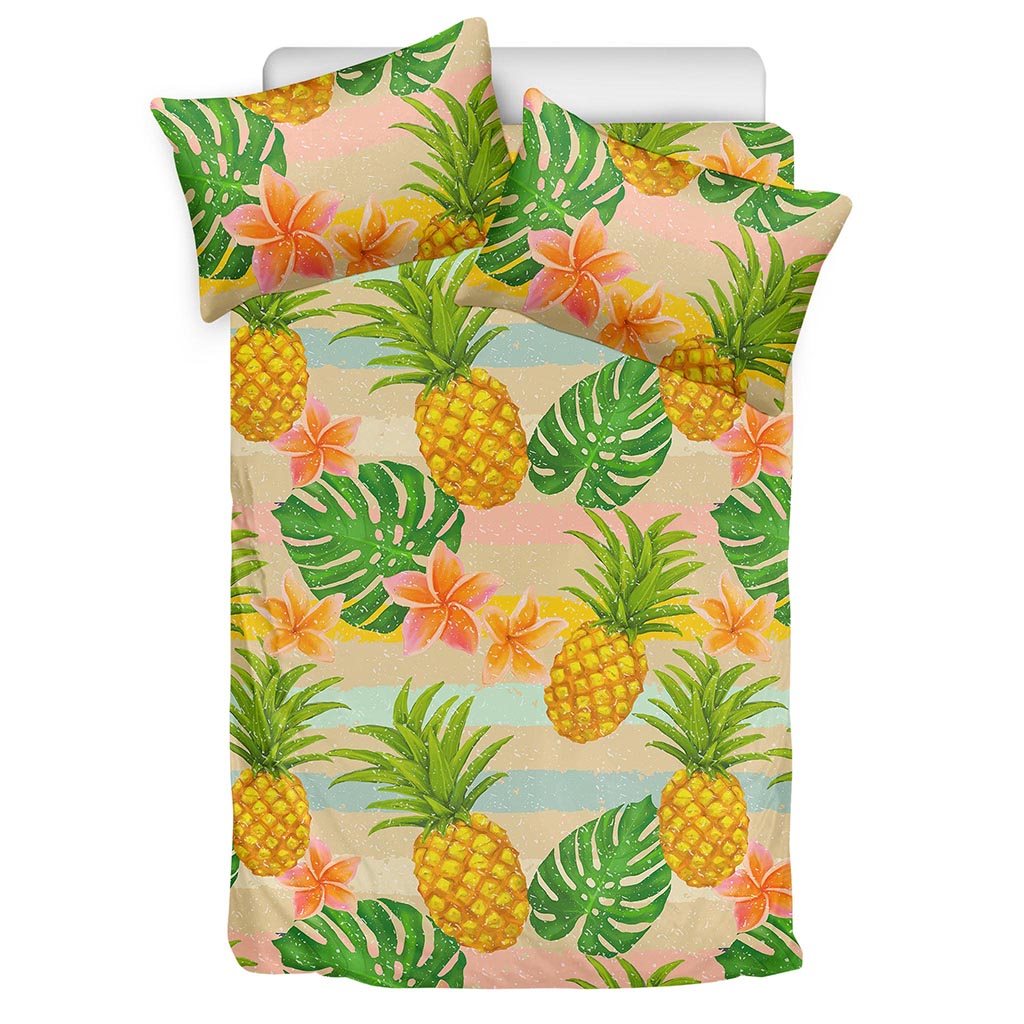 Sand Beach Pineapple Pattern Print Duvet Cover Bedding Set