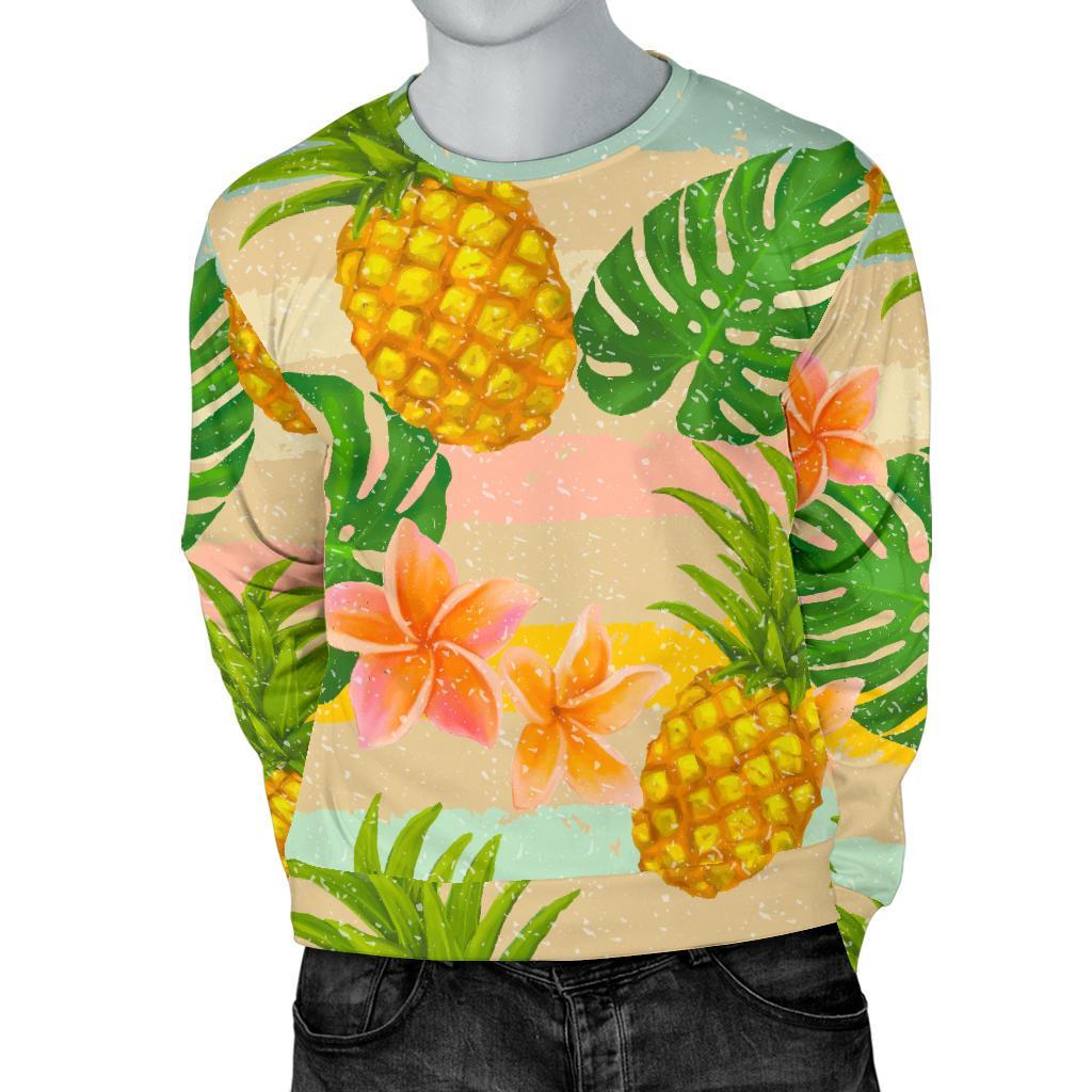 Sand Beach Pineapple Pattern Print Men's Crewneck Sweatshirt GearFrost
