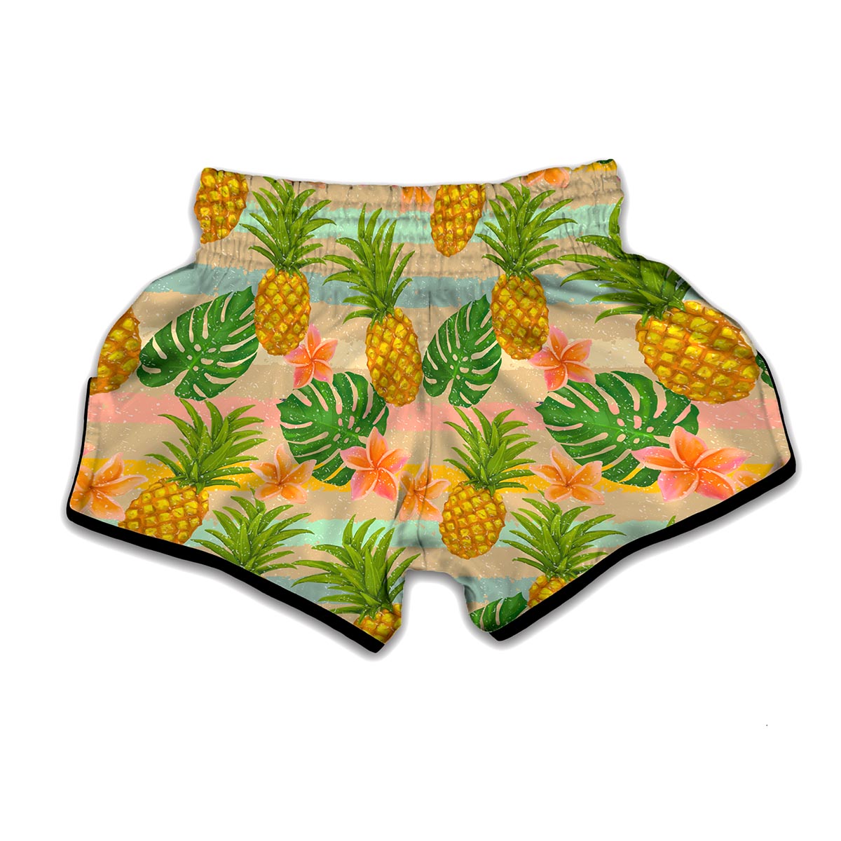 Sand Beach Pineapple Pattern Print Muay Thai Boxing Shorts