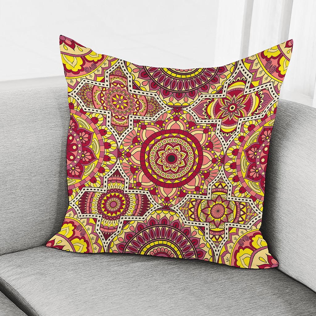 Sangria Mandala Bohemian Pattern Print Pillow Cover