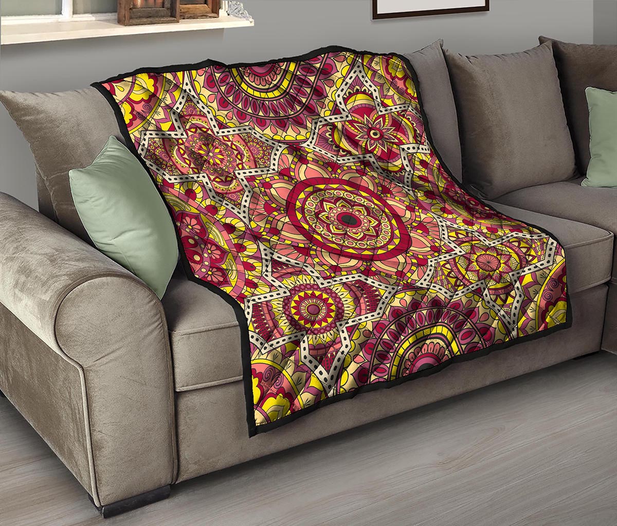 Sangria Mandala Bohemian Pattern Print Quilt