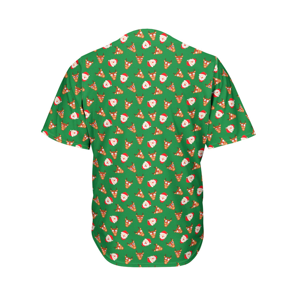 Santa Claus And Reindeer Emoji Print Men's Baseball Jersey