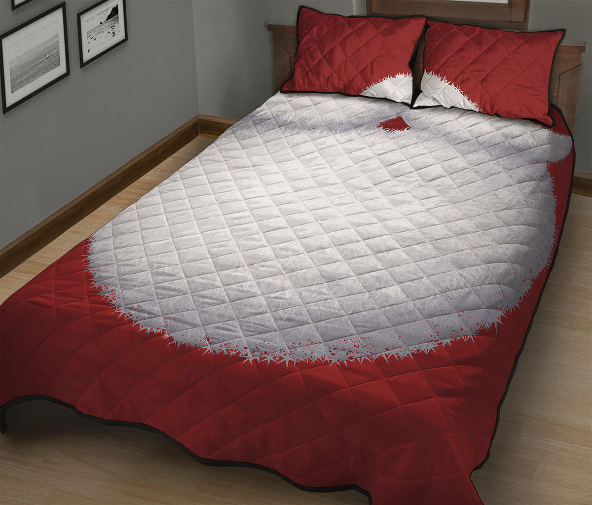 Santa Claus Beard Print Quilt Bed Set