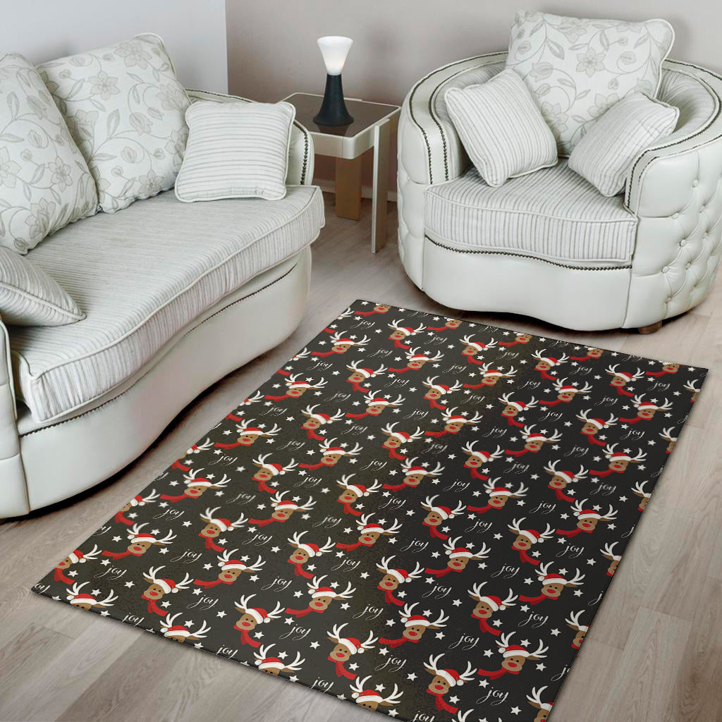 Santa Claus Deer Pattern Print Area Rug