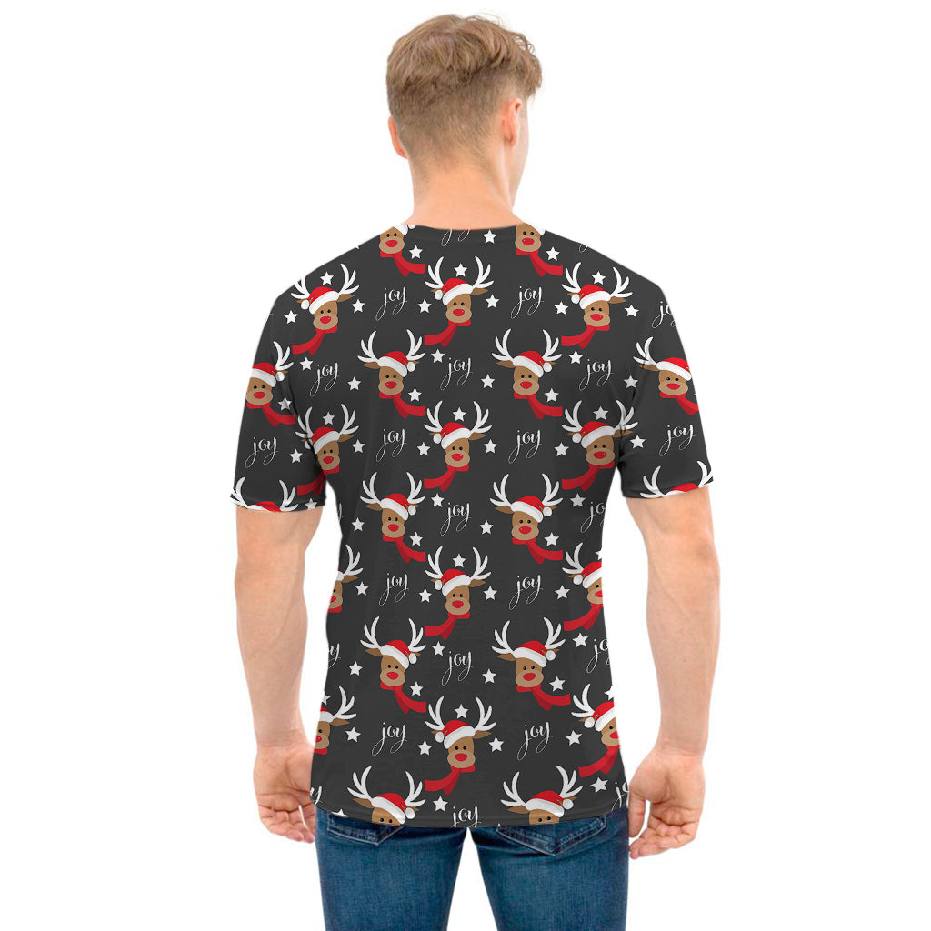 Santa Claus Deer Pattern Print Men's T-Shirt