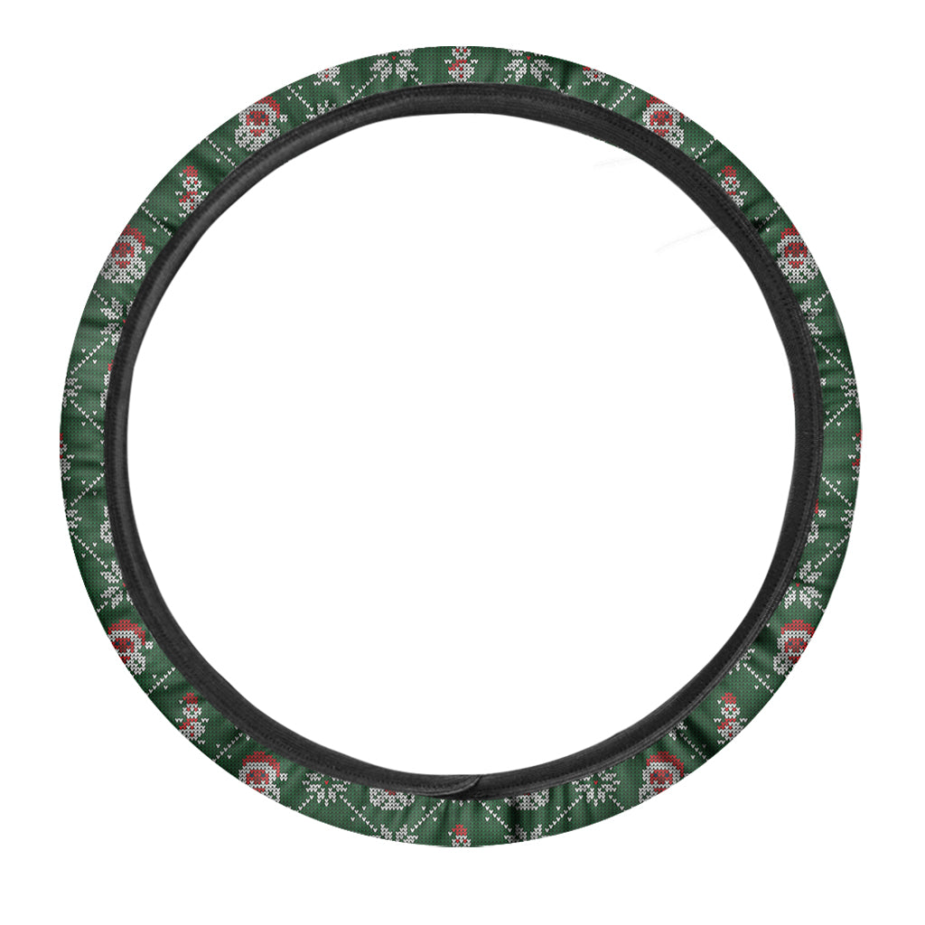 Santa Claus Knitted Pattern Print Car Steering Wheel Cover