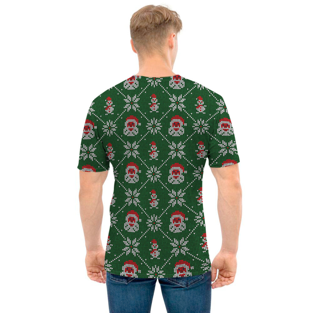 Santa Claus Knitted Pattern Print Men's T-Shirt