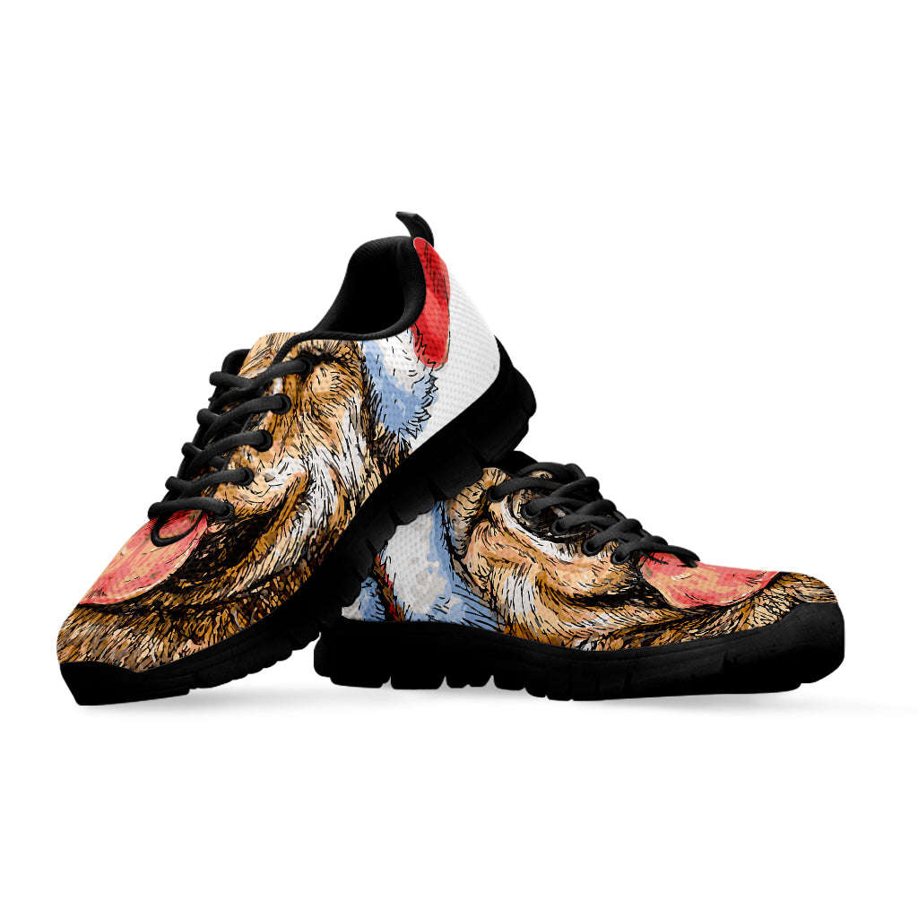Santa Labrador Retriever Print Black Sneakers