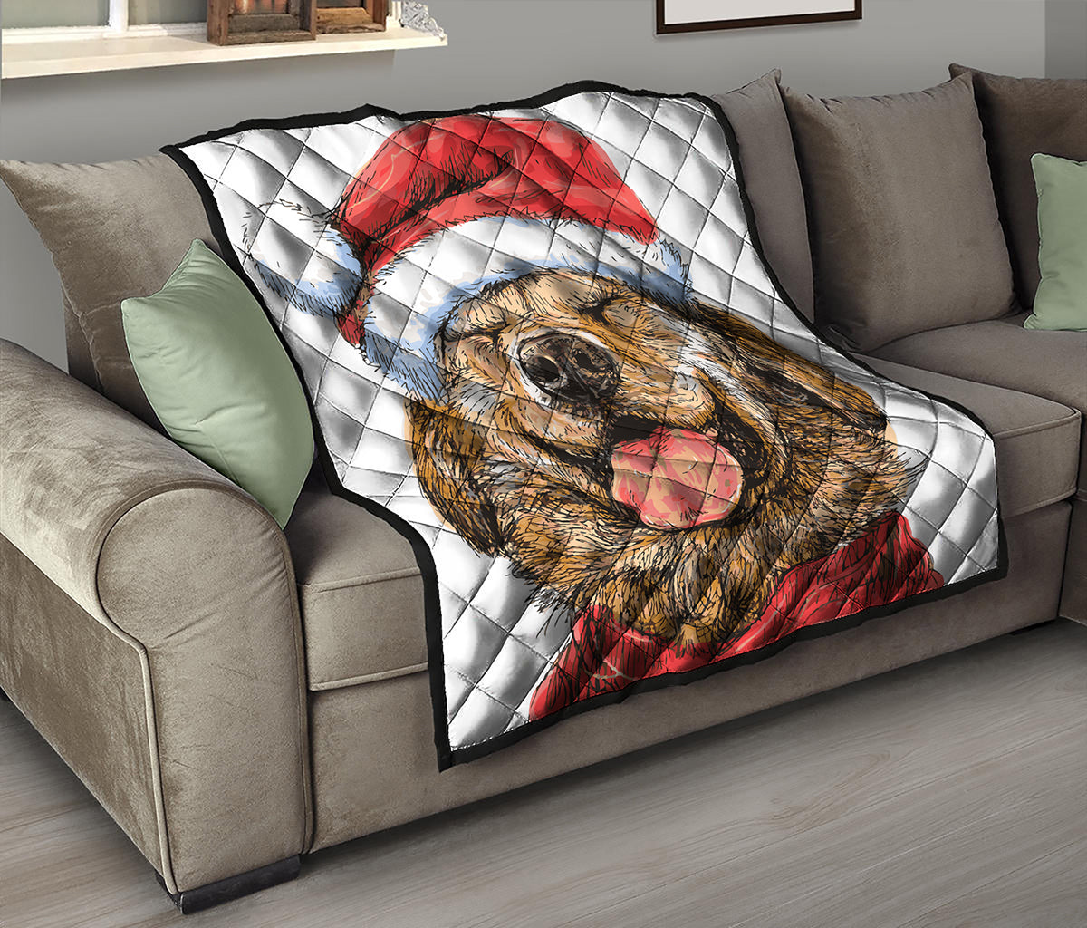 Santa Labrador Retriever Print Quilt