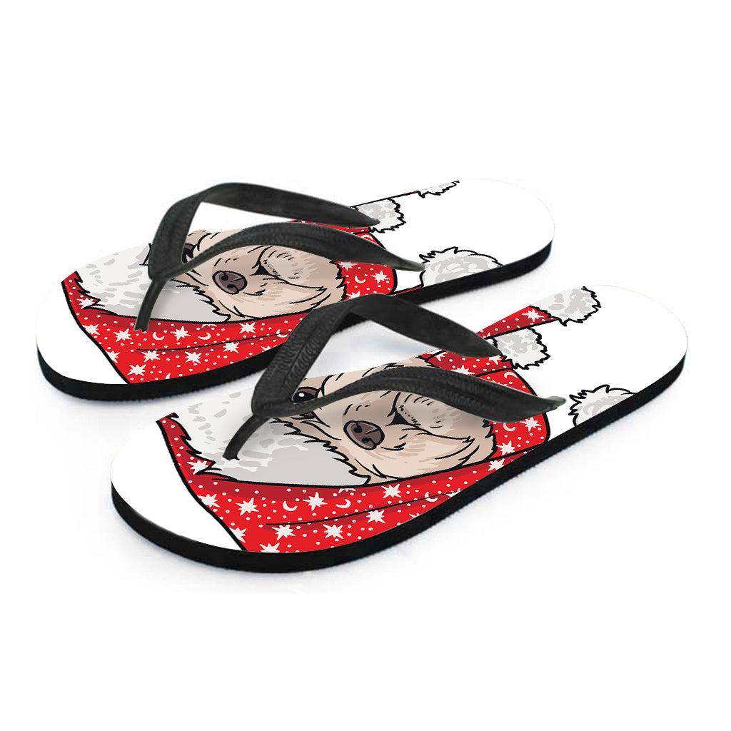 Santa Shih Tzu Print Flip Flops