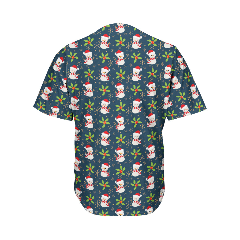 Santa Snowman Pattern Print Men's Baseball Jersey
