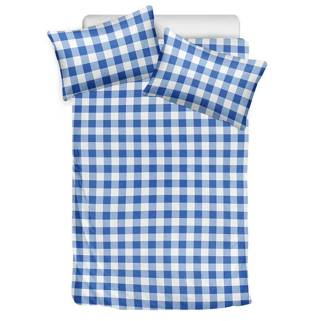 Sapphire Blue Check Pattern Print Duvet Cover Bedding Set