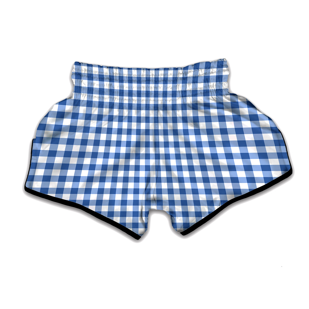 Sapphire Blue Check Pattern Print Muay Thai Boxing Shorts