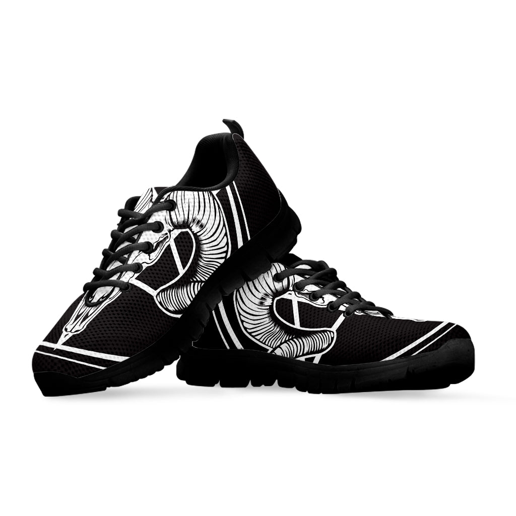 Satan Goat Skull Pentagram Print Black Sneakers
