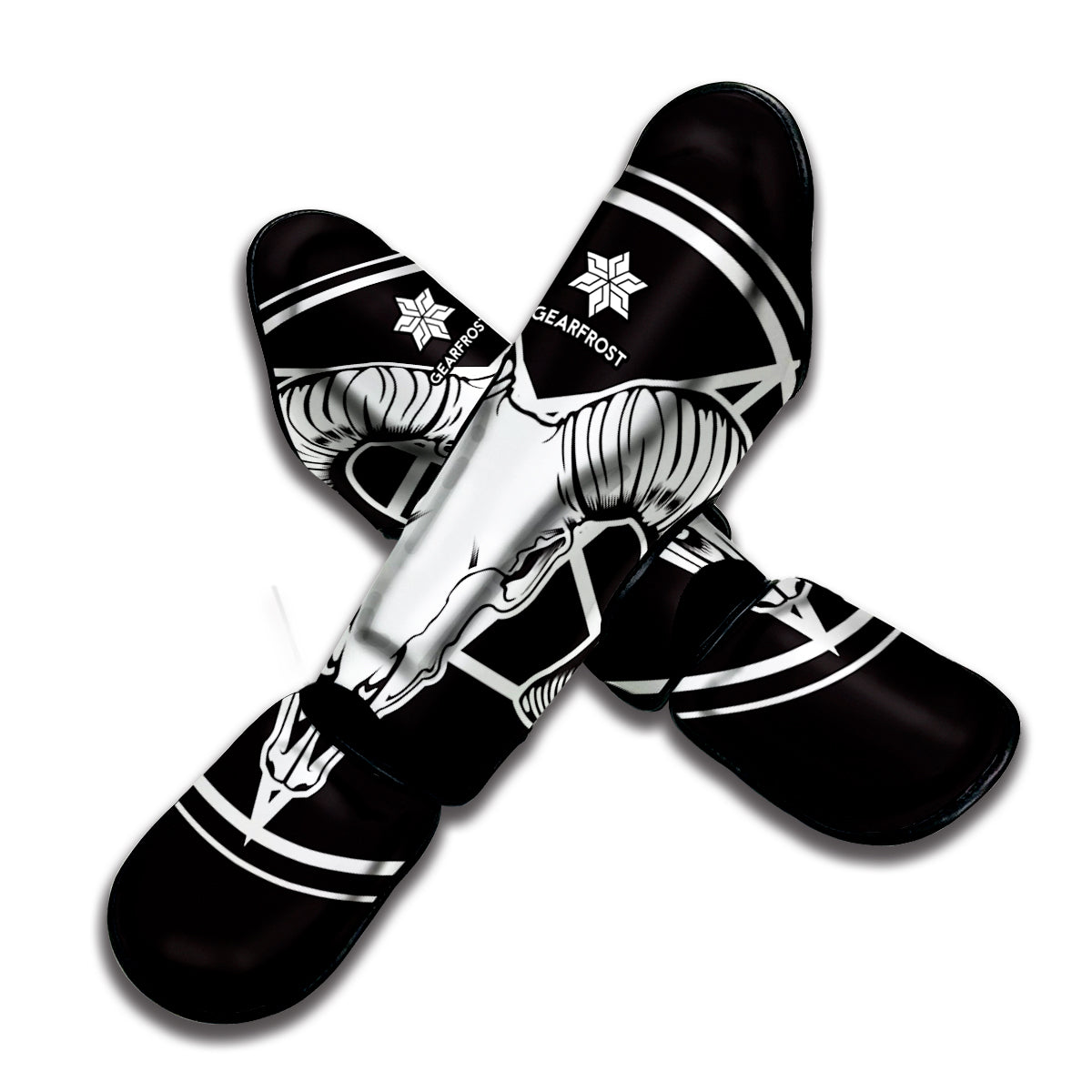 Satan Goat Skull Pentagram Print Muay Thai Shin Guard
