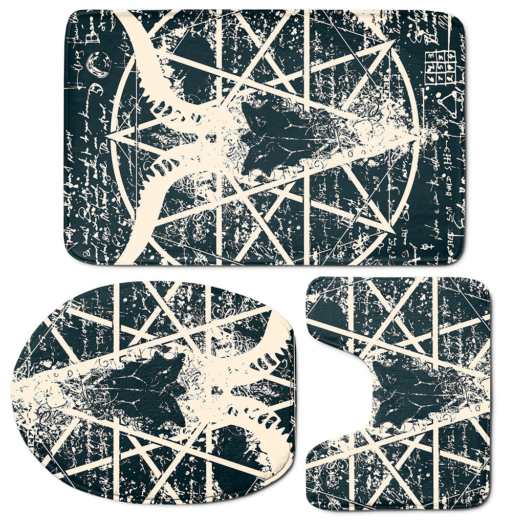 Satan Goat Skull Symbol Print 3 Piece Bath Mat Set