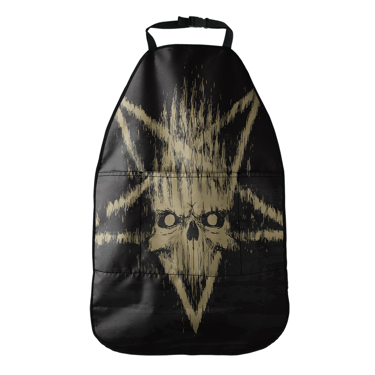 Satanic Pentagram Skull Print Car Seat Organizers