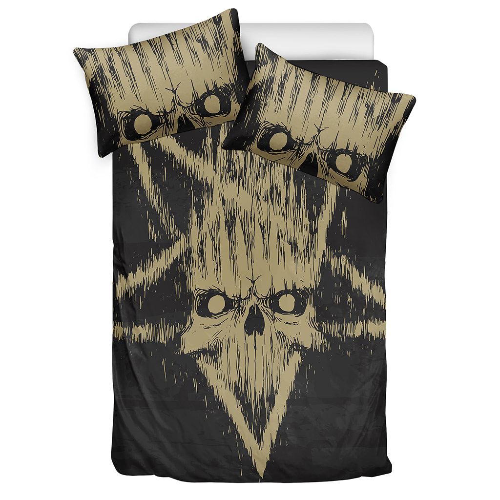 Satanic Pentagram Skull Print Duvet Cover Bedding Set