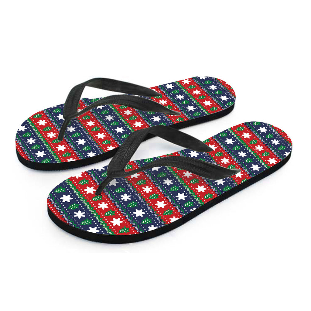 Scandinavian Christmas Pattern Print Flip Flops