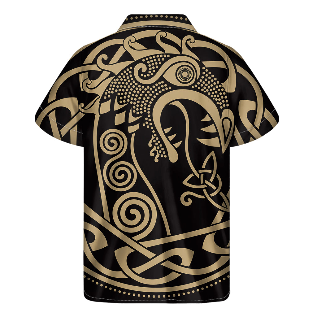 Scandinavian Viking Dragon Print Men's Short Sleeve Shirt