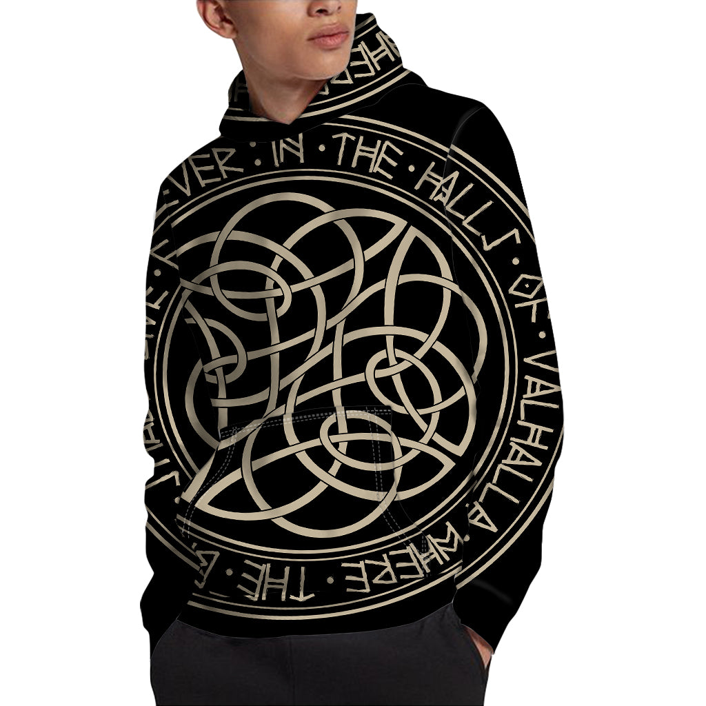 Scandinavian Viking Symbol Print Pullover Hoodie